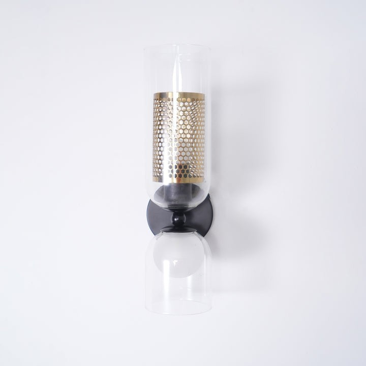 Adjustable Dual-Head Black Glass Wall Sconce