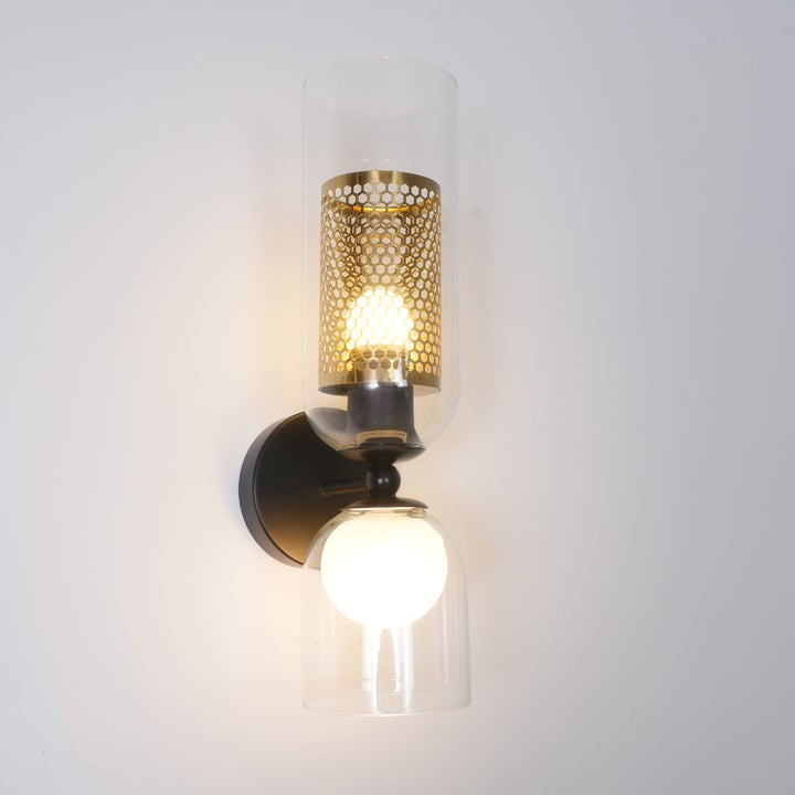 Adjustable Dual-Head Black Glass Wall Sconce