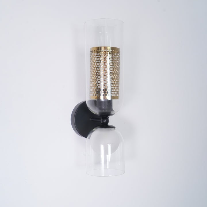 Adjustable Dual-Head Black Glass Wall Sconce