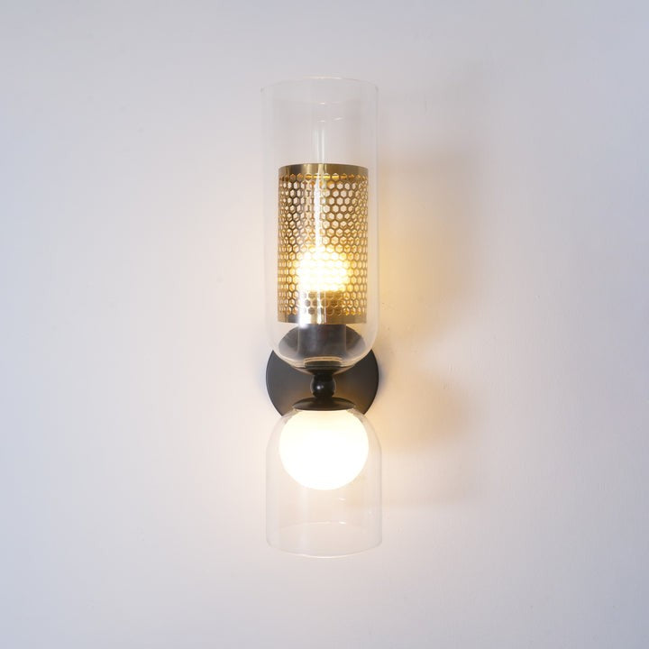 Adjustable Dual-Head Black Glass Wall Sconce