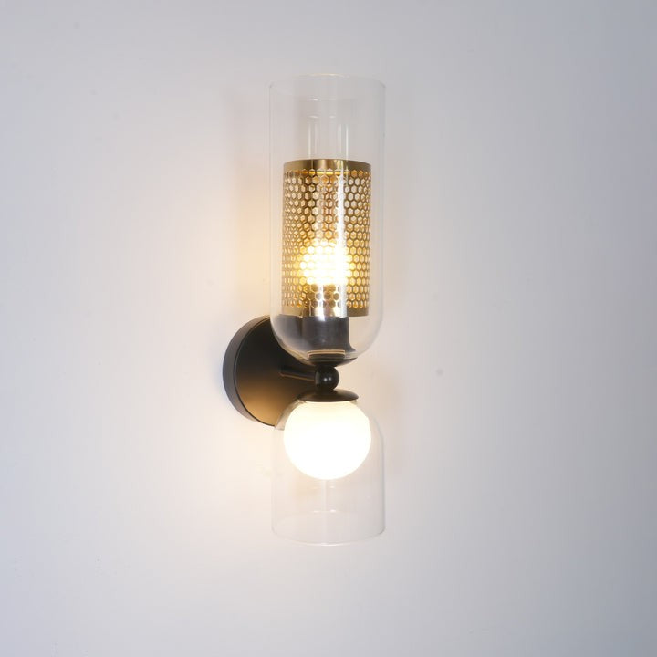 Adjustable Dual-Head Black Glass Wall Sconce