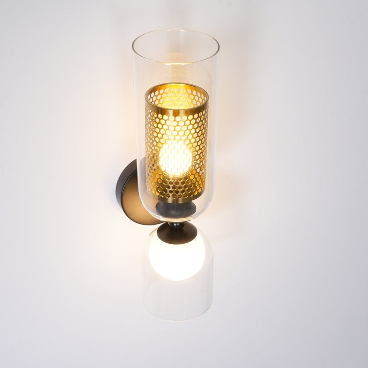 Adjustable Dual-Head Black Glass Wall Sconce