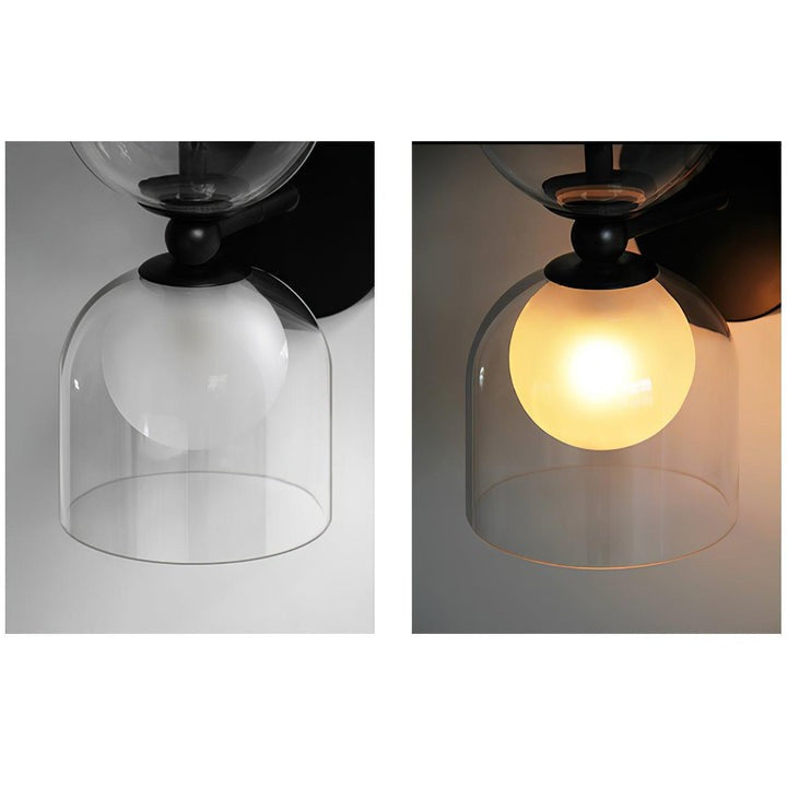 Adjustable Dual-Head Black Glass Wall Sconce