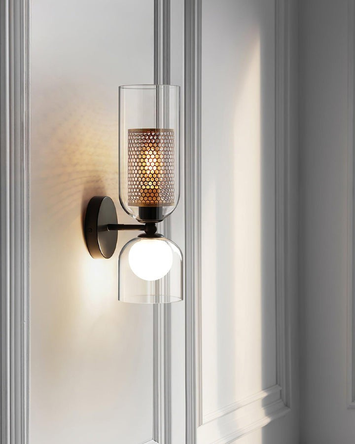 Adjustable Dual-Head Black Glass Wall Sconce