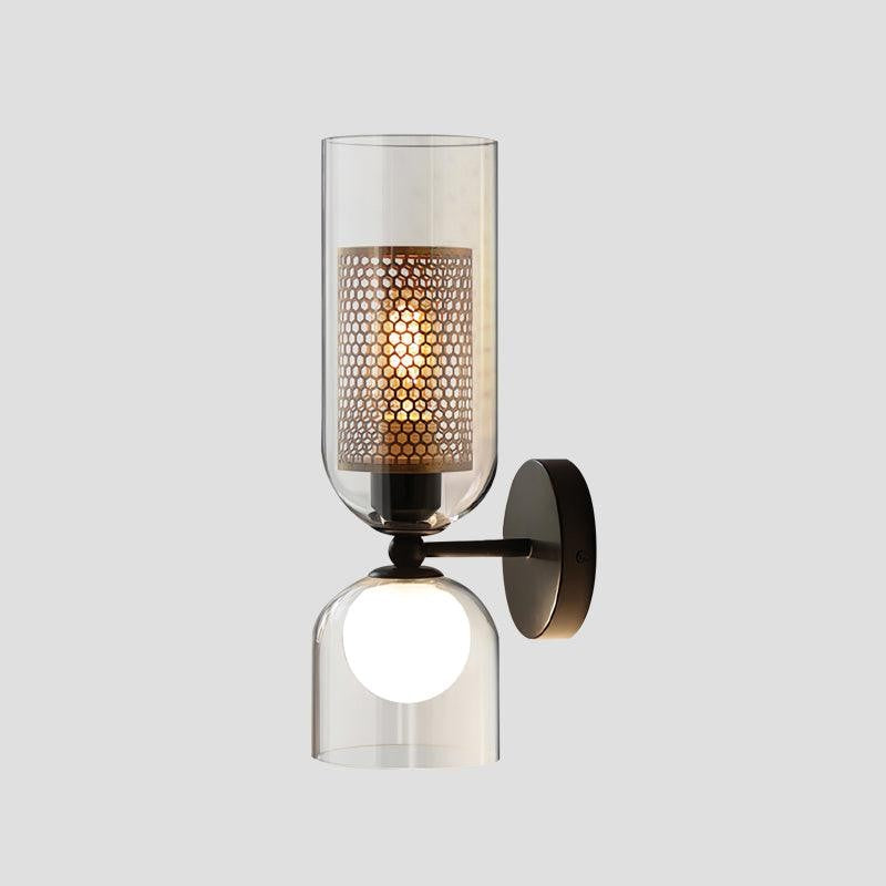 Adjustable Dual-Head Black Glass Wall Sconce