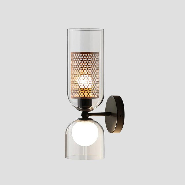 Adjustable Dual-Head Black Glass Wall Sconce