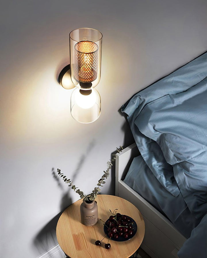 Adjustable Dual-Head Black Glass Wall Sconce