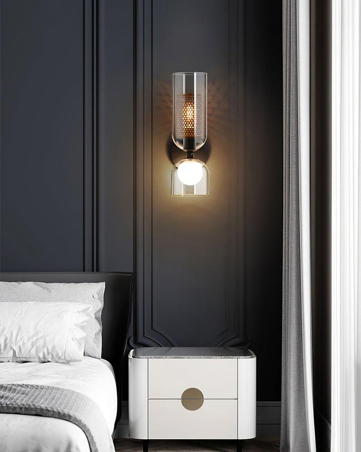 Adjustable Dual-Head Black Glass Wall Sconce