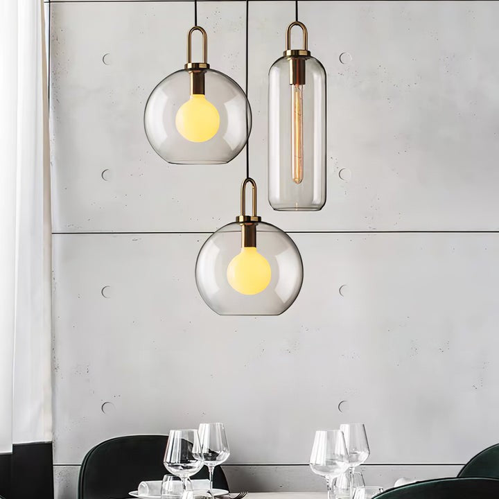 Adjustable Glass Pendant Light in Copper – LED & Edison Compatible