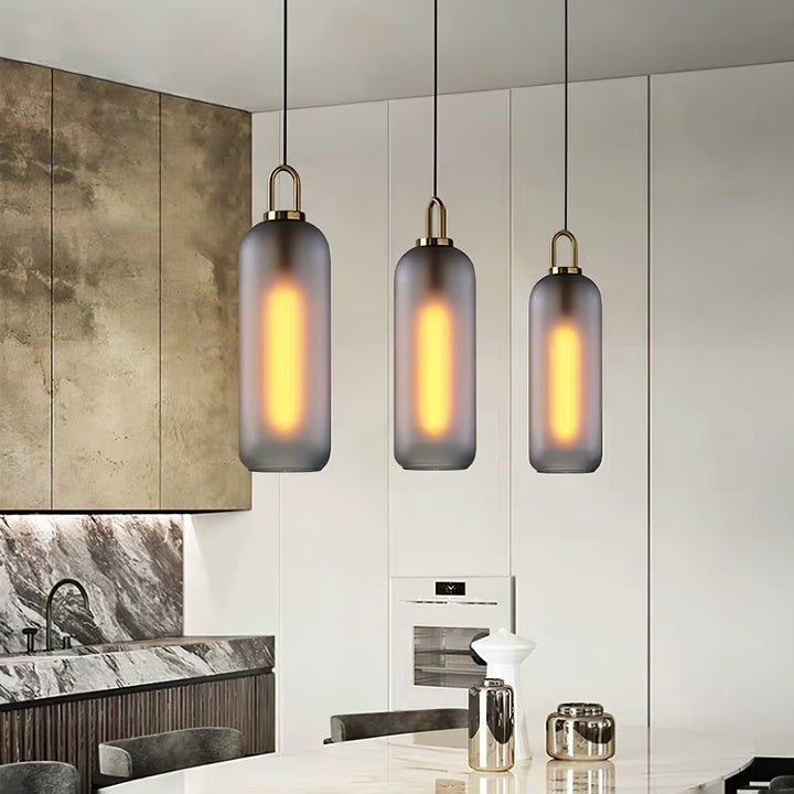 Adjustable Glass Pendant Light in Copper – LED & Edison Compatible