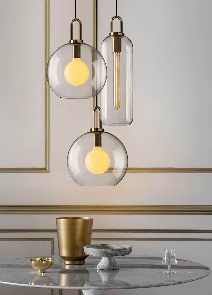 Adjustable Glass Pendant Light in Copper – LED & Edison Compatible