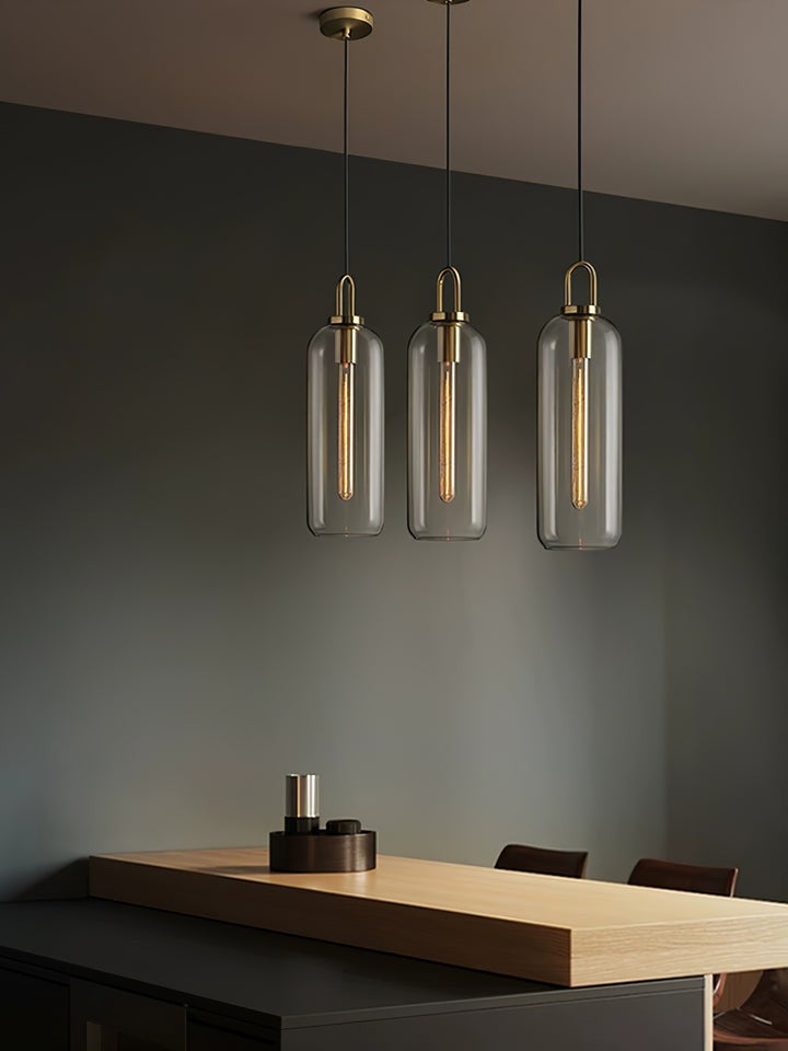 Adjustable Glass Pendant Light in Copper – LED & Edison Compatible
