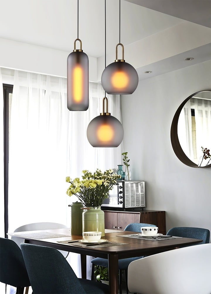 Adjustable Glass Pendant Light in Copper – LED & Edison Compatible