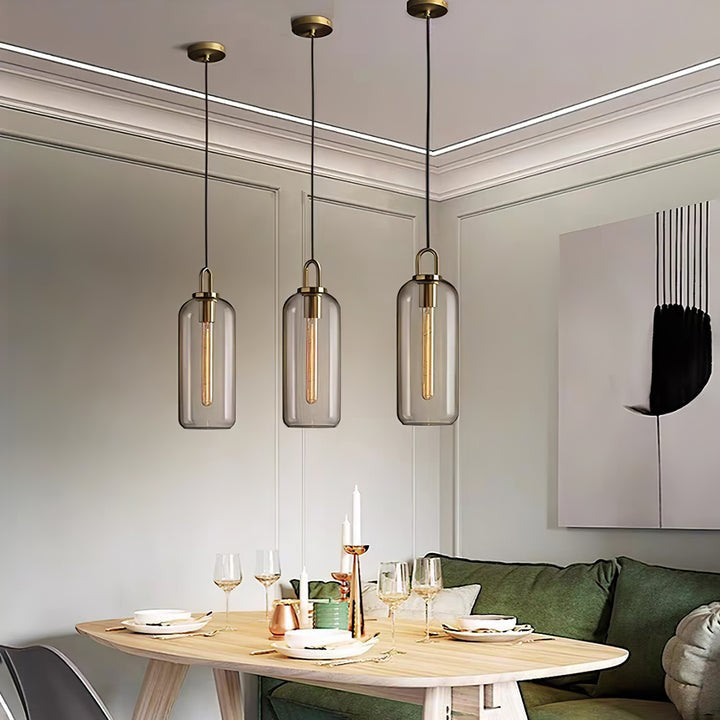 Adjustable Glass Pendant Light in Copper – LED & Edison Compatible