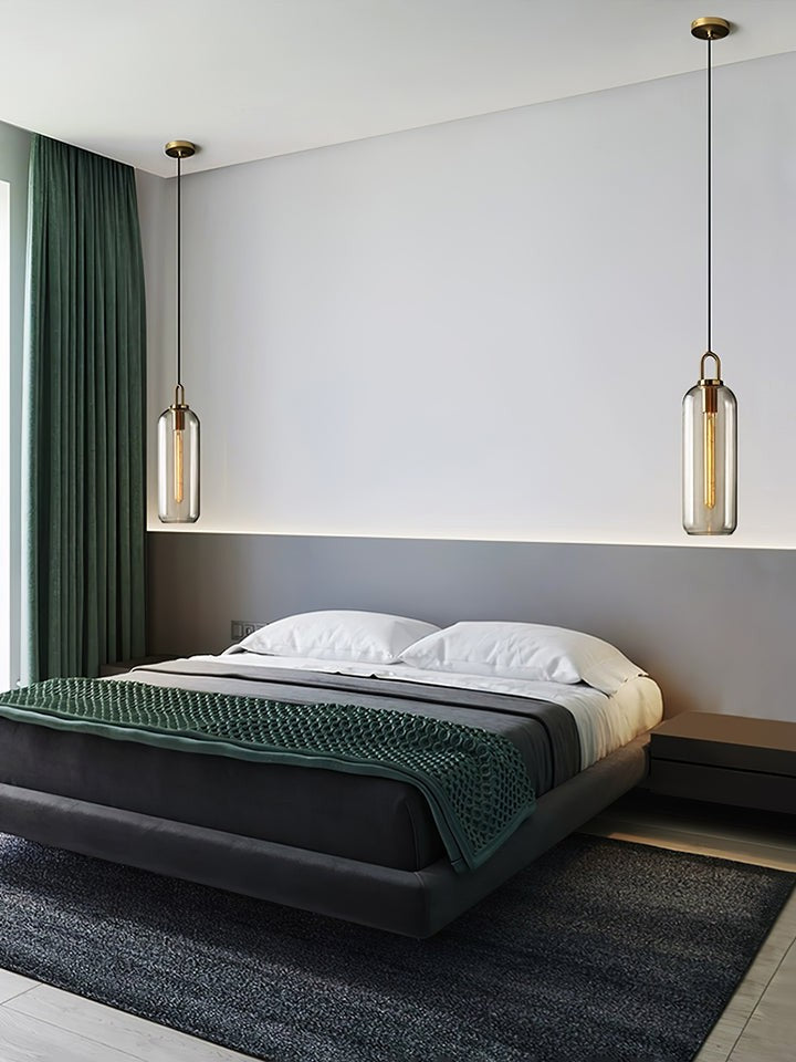 Adjustable Glass Pendant Light in Copper – LED & Edison Compatible