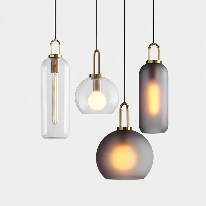 Adjustable Glass Pendant Light in Copper – LED & Edison Compatible