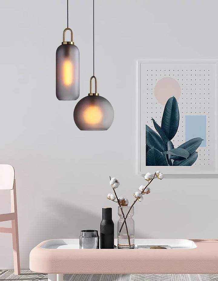 Adjustable Glass Pendant Light in Copper – LED & Edison Compatible