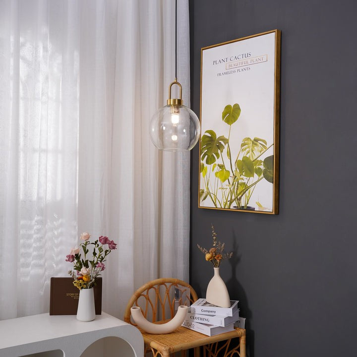 Adjustable Glass Pendant Light in Copper – LED & Edison Compatible