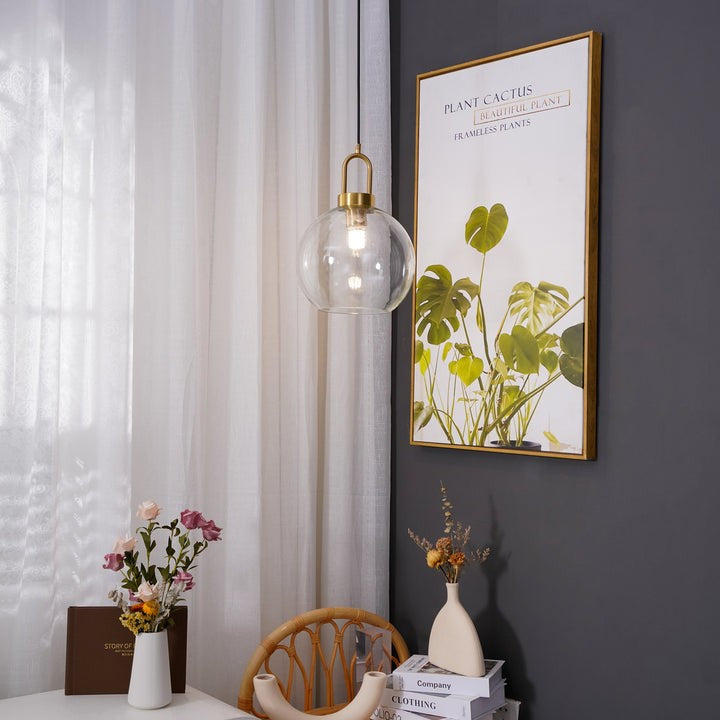 Adjustable Glass Pendant Light in Copper – LED & Edison Compatible