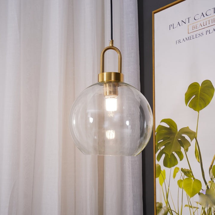 Adjustable Glass Pendant Light in Copper – LED & Edison Compatible