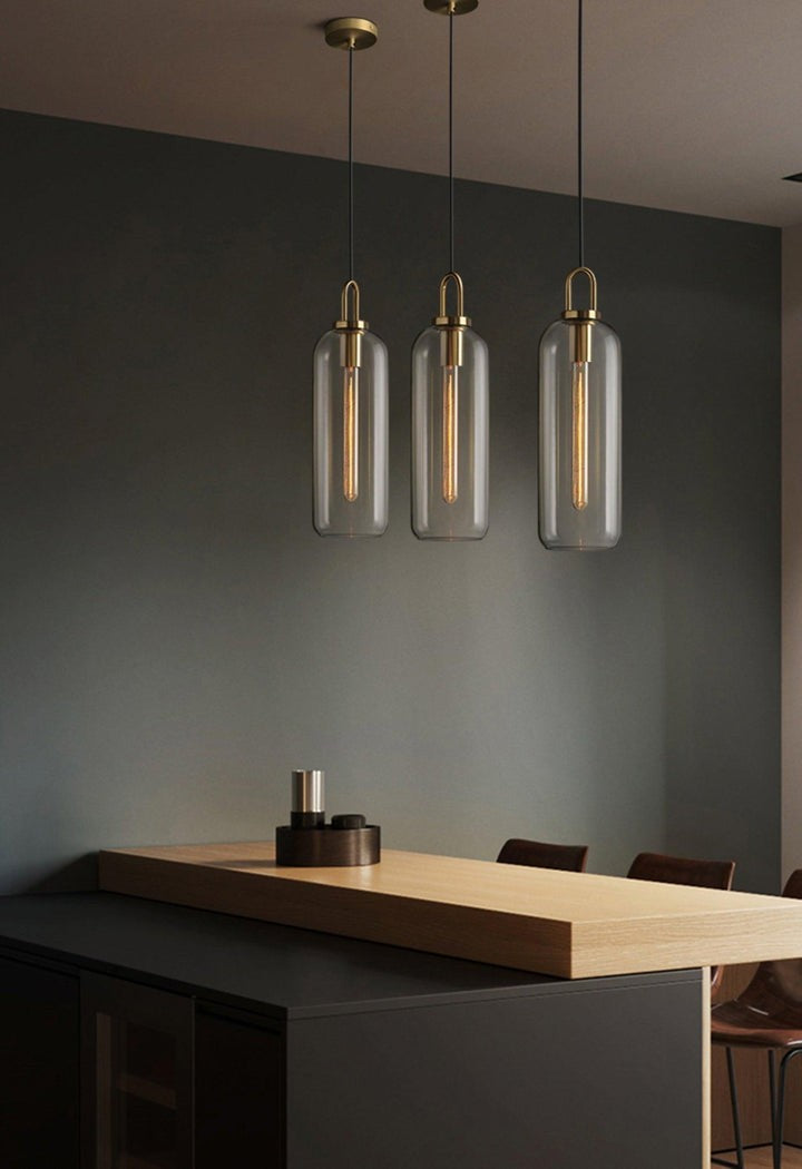 Adjustable Glass Pendant Light in Copper – LED & Edison Compatible