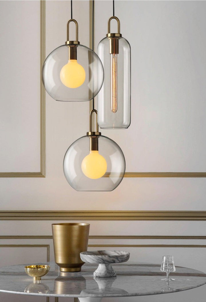 Adjustable Glass Pendant Light in Copper – LED & Edison Compatible