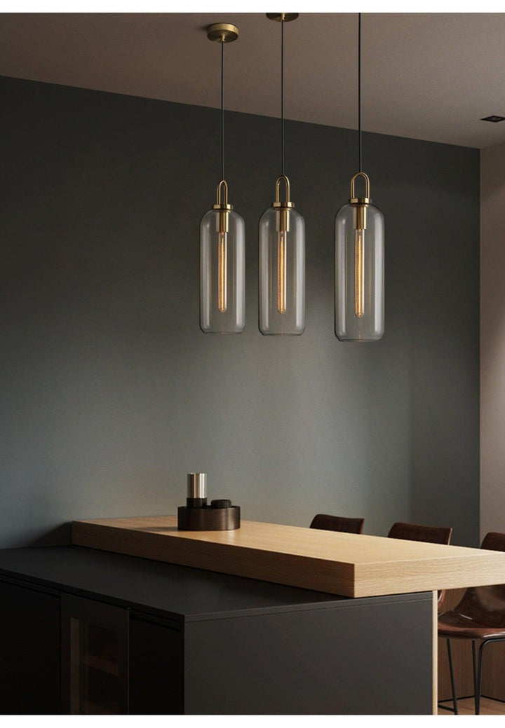 Adjustable Glass Pendant Light in Copper – LED & Edison Compatible