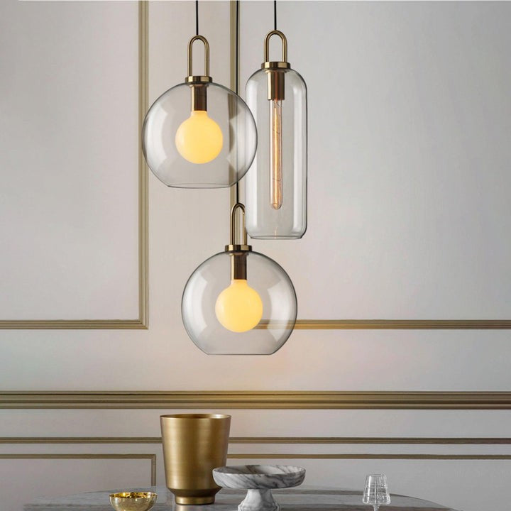 Adjustable Glass Pendant Light in Copper – LED & Edison Compatible