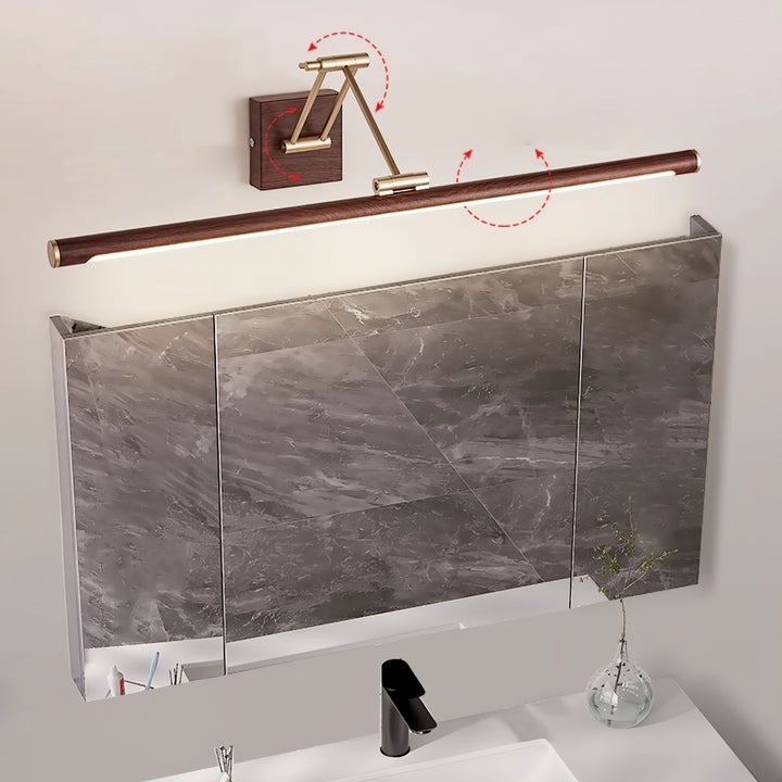Adjustable Walnut Finish Linear LED Wall Light