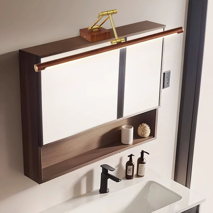 Adjustable Walnut Finish Linear LED Wall Light