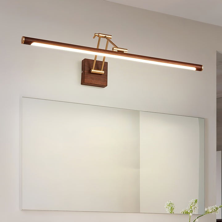 Adjustable Walnut Finish Linear LED Wall Light