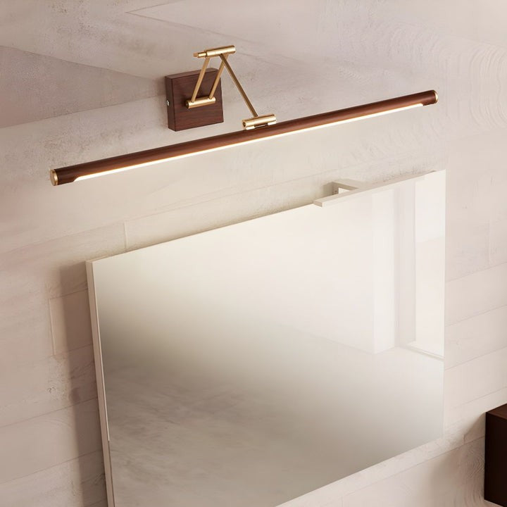 Adjustable Walnut Finish Linear LED Wall Light