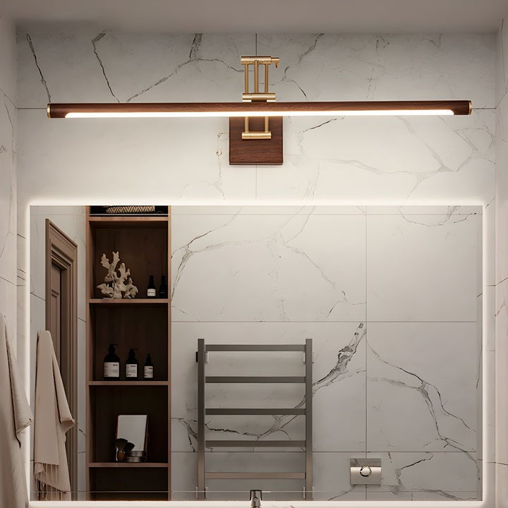 Adjustable Walnut Finish Linear LED Wall Light