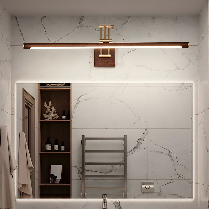 Adjustable Walnut Finish Linear LED Wall Light