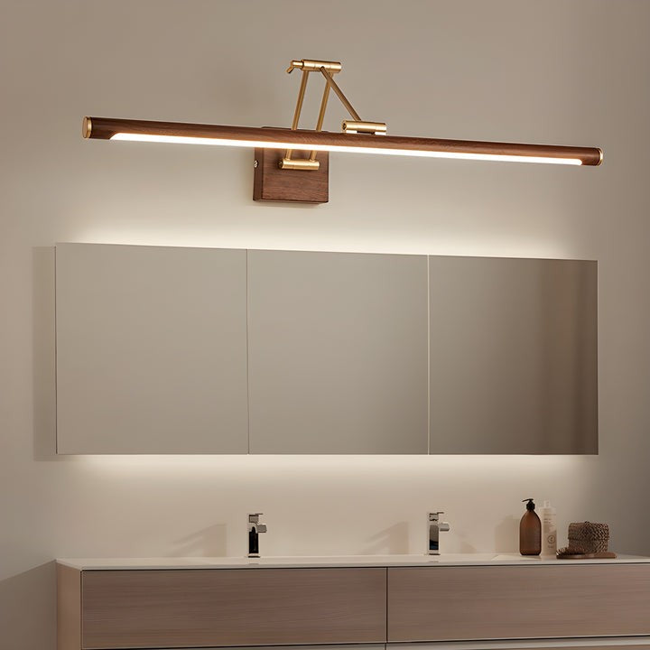 Adjustable Walnut Finish Linear LED Wall Light