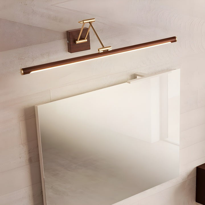 Adjustable Walnut Finish Linear LED Wall Light