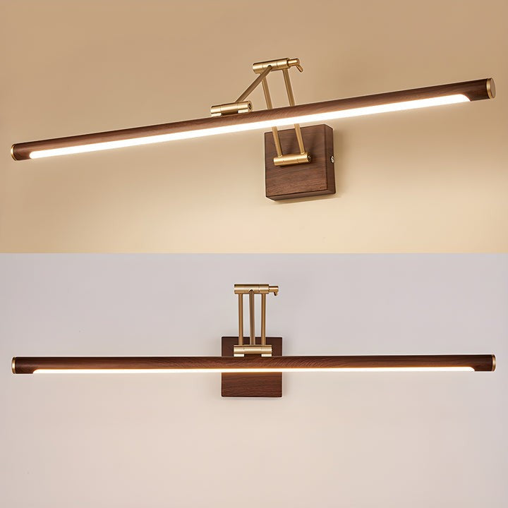 Adjustable Walnut Finish Linear LED Wall Light