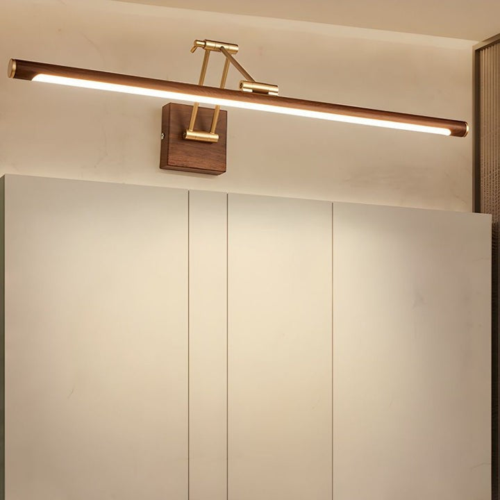 Adjustable Walnut Finish Linear LED Wall Light