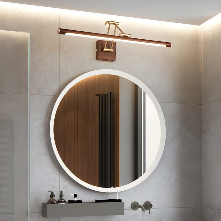 Adjustable Walnut Finish Linear LED Wall Light