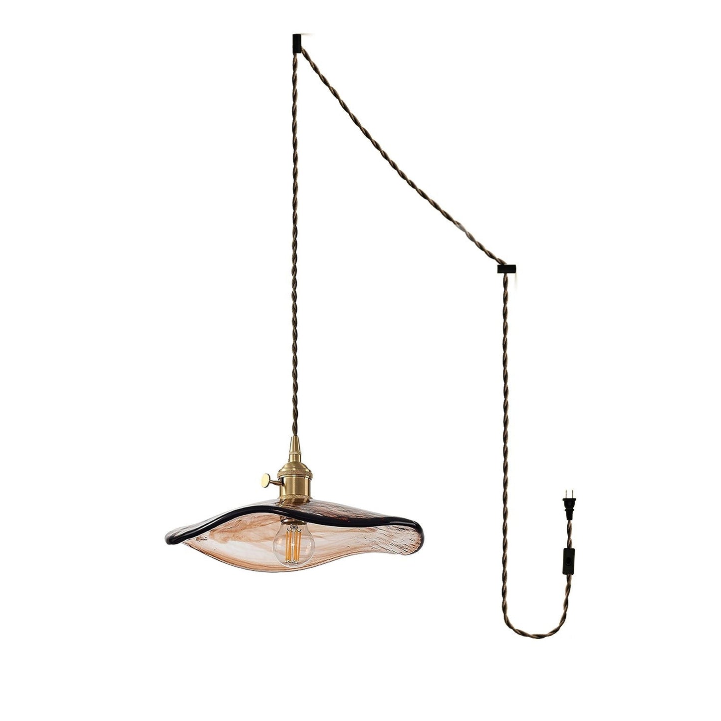 Amber Glass Flower Petal Swag Pendant Light