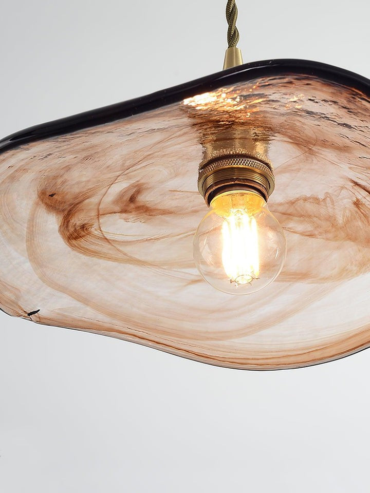 Amber Glass Flower Petal Swag Pendant Light