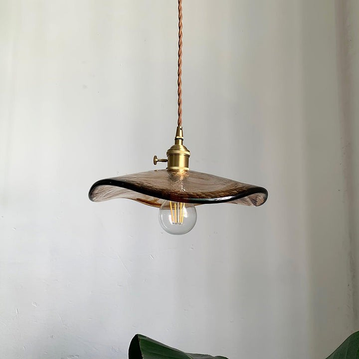 Amber Glass Flower Petal Swag Pendant Light