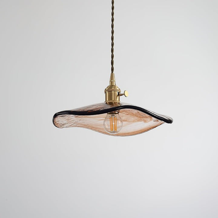 Amber Glass Flower Petal Swag Pendant Light