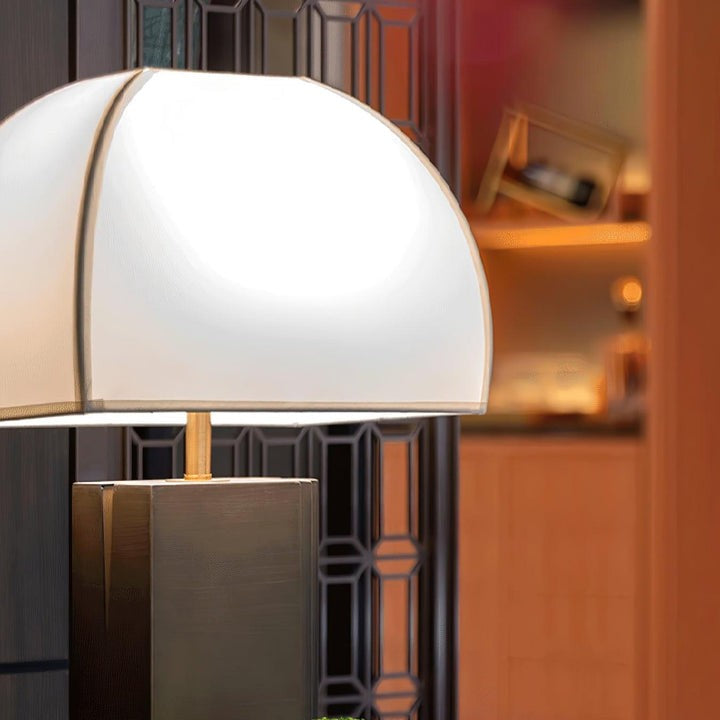 Antique Gold Table Lamp with White Shade – Modern LED Accent Light