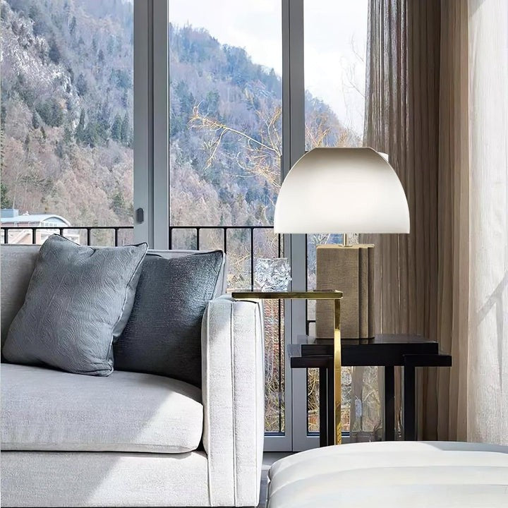 Antique Gold Table Lamp with White Shade – Modern LED Accent Light