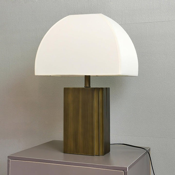 Antique Gold Table Lamp with White Shade – Modern LED Accent Light