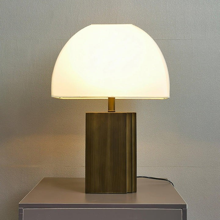 Antique Gold Table Lamp with White Shade – Modern LED Accent Light