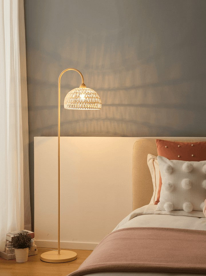 Arched Woven Rattan Floor Lamp