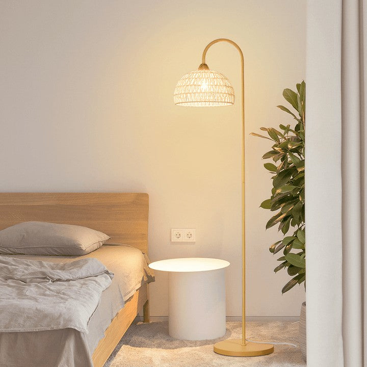 Arched Woven Rattan Floor Lamp