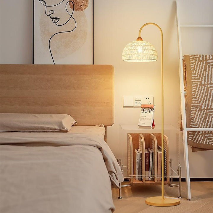 Arched Woven Rattan Floor Lamp